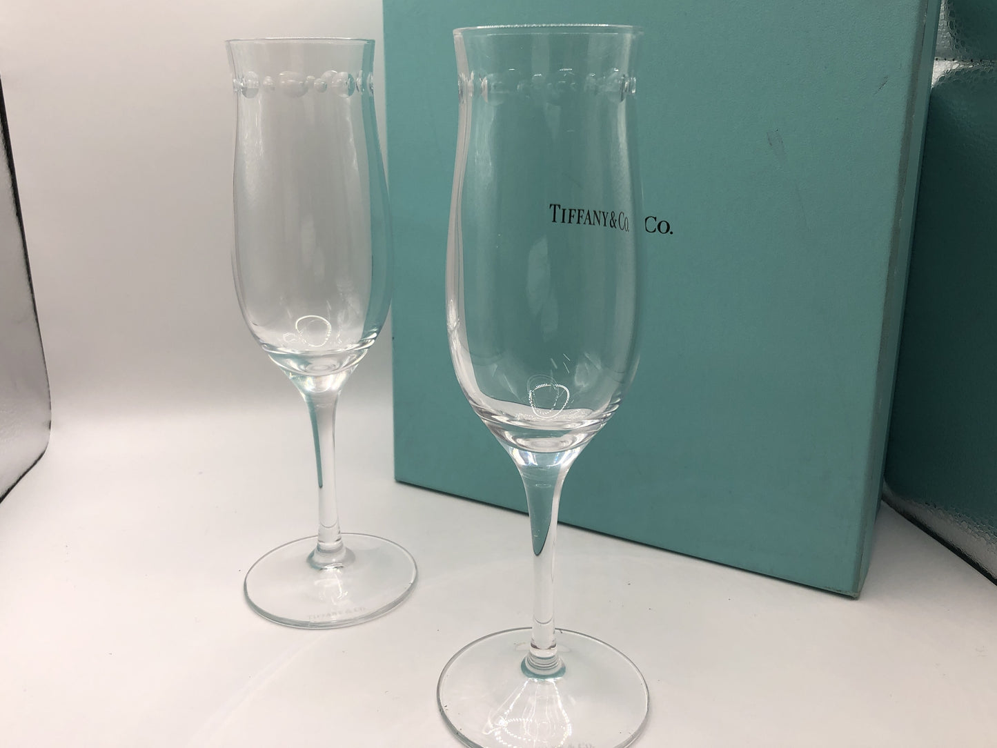 ティファニー　Tiffany　シャンパンペアグラス　箱付き　クリスタル