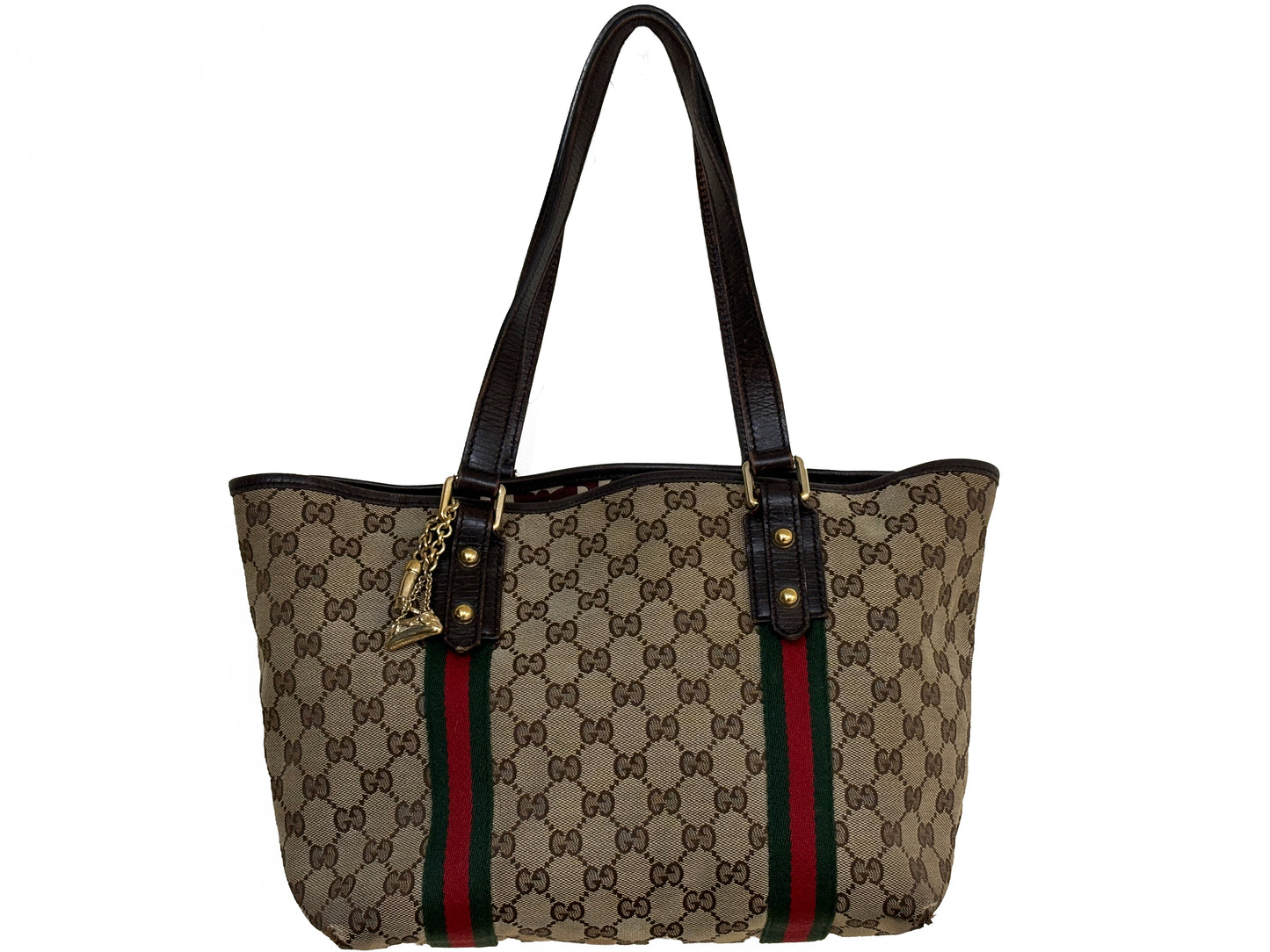 グッチ　GUCCI　137396　ＧＧキャンバス　トートバッグ　シェリーライン　ゴールド金具　レディース　ブラウン×ベージュ